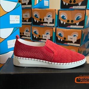 Red Perforated Slip-On Sneakers by Bernie Mev US size 6.5-7 NIB